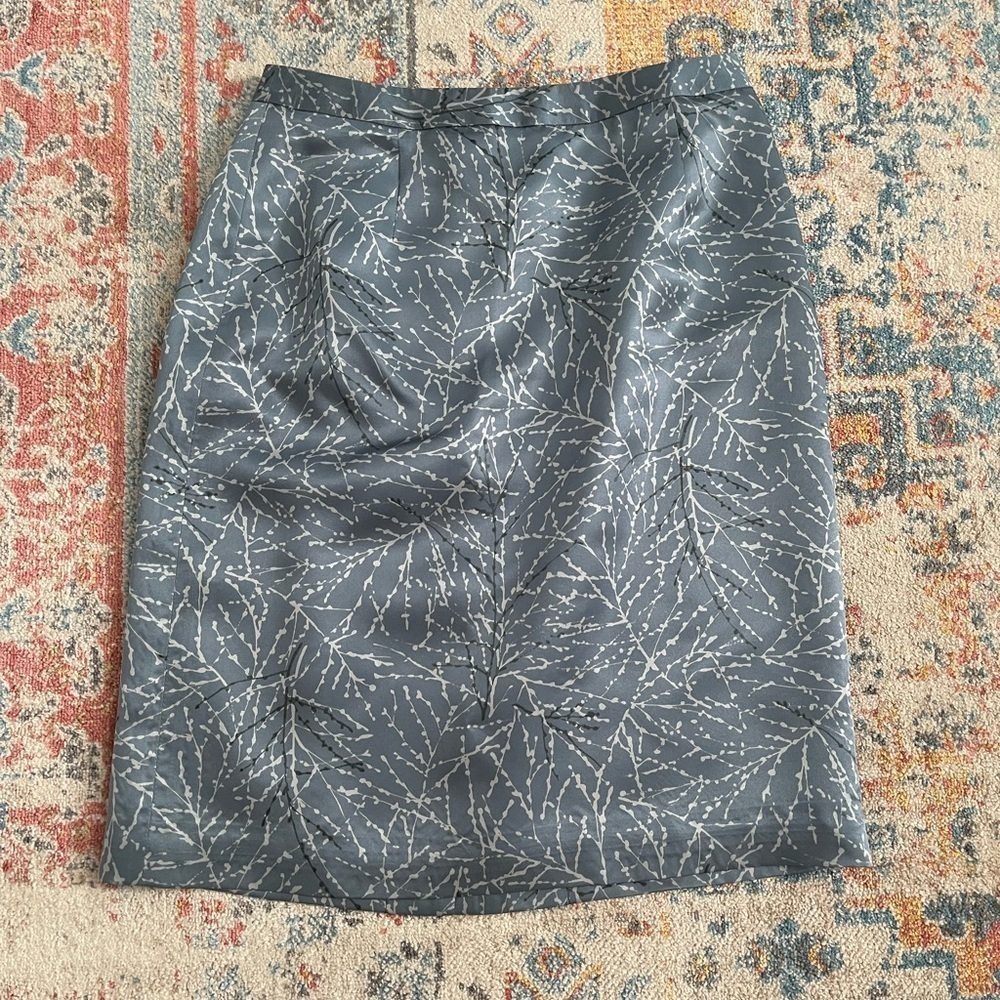 Jcrew sky blue print silk pencil skirt
